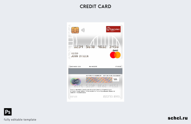 цифровая загрузка шаблона основной дебетовой карты Cuba Bandec Banco de Credito 